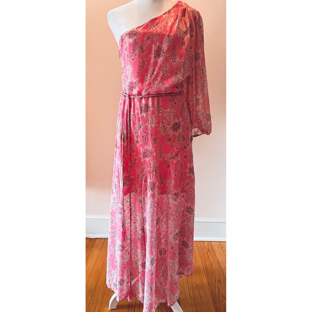 NWT Taylor One Shoulder Maxi Dress Floral Pink 6 Boho Flowy Fairy Whimsical